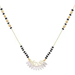 kennice Mangalsutra American Diamond Gold-Plated Love Tanmaniya Nallapusalu Pendant with Black Beads Chain For Women-picture-38