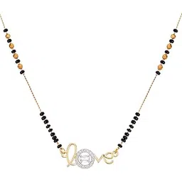 kennice Mangalsutra Gold-Plated American Diamond Studded Love Tanmaniya Nallapusalu Pendant With Balck Beads For Women-picture-10