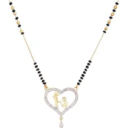 kennice Mangalsutra Zinc Alloy Designer Gold-Plated Love Heart Shaped Tanmaniya Nallapusalu Jewellery For Women-picture-24