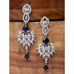 Kennice Rhodium-Plated AD Stone Studded Spiked Drop Earrings-picture-23