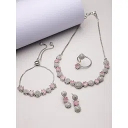 Kennice Rhodium-Plated American Diamond Studded Jewellery Set-picture-10