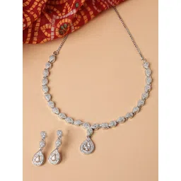 Kennice Rhodium-Plated American Diamond Studded Jewellery Set-picture-13