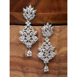 Kennice Rhodium-Plated Spiked American Diamond Drop Earrings-picture-16