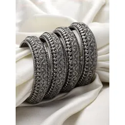 Kennice Set Of 4 Oxidised Silver-Plated Bangles-picture-22