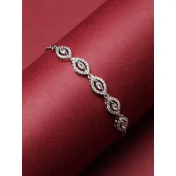 Kennice Women Rhodium-Plated American Diamond Link Bracelet-picture-15