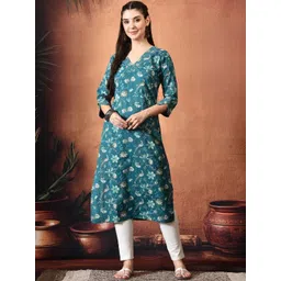 KEOSA Women Floral Printed Indie Florals Kurta-picture-21