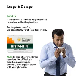 Kerala Ayurveda Histantin - 100 Tablets | Herbal Anti-Allergic Medicine For Seasonal, Dietary and Respiratory Allergies | Provides Relief from Sneezes, Congestion & Skin Rashes | Non-Drowsy Formula image 4