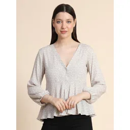 KERI PERRY Beige Floral Print A-LineTop image 1