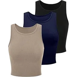 KERI PERRY Tops for Women Crop Top for Women's Tank Activewear Tee Sports Western Casual Cotton Camisole Pack of 3 Combo-picture-40