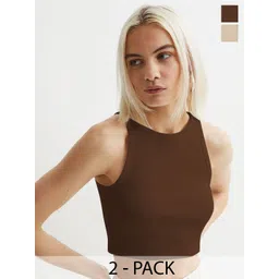 KERI PERRY Women Pack Of 2 Solid Ribbed Tank Crop Top-picture-19