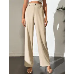 KERI PERRY Women Relaxed Straight Leg High-Rise Loose Fit Wrinkle Free Trousers-picture-36