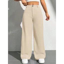 KERI PERRY Women Relaxed Straight Leg High-Rise Non Iron Trousers-picture-27