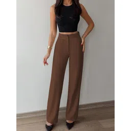 KERI PERRY Women Relaxed Straight Leg High-Rise Non Iron Trousers-picture-20