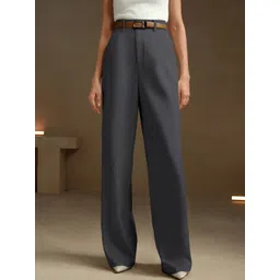 KERI PERRY Women Relaxed Straight Leg High-Rise Non Iron Trousers-picture-34