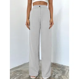 KERI PERRY Women Relaxed Straight Leg High-Rise Non Iron Trousers-picture-27