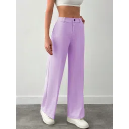 KERI PERRY Women Relaxed Straight Leg High-Rise Non Iron Trousers-picture-23