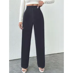 KERI PERRY Women Relaxed Straight Leg High-Rise Non Iron Trousers-picture-22