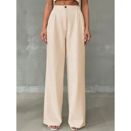 KERI PERRY Women Relaxed Straight Leg High-Rise Wide Leg Pleated Parallel Trousers-picture-26