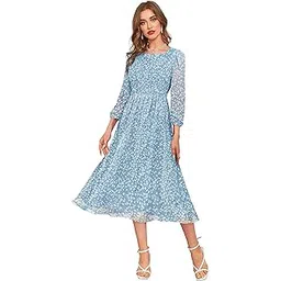 keri perry Women's Georgette Floral Fit & Flared Western Dress | Dress for Women | A line | Anarkali Dress | Gown Dress | Western Dress | Exclusive Women Dress | Bollywood Dress | Dress | Fashion-picture-40