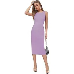 keri perry Women's Purple Lycra Solid Bodycon Western Dress | Dress for Women | A line Dress | Winter Dress | Western Dress | Latest Women Dress | Trendy Dress | Midi Dress-picture-15