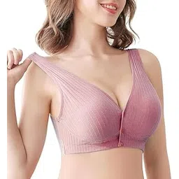 kesar lingeries Ribbed Cotton Nursing Bra, Front‑Open Wire‑Free Non‑Padded Feeding Bra for Moms Black-picture-15
