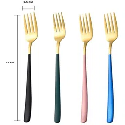 keshuenterprise Gold Dinner Fork 6 Pieces (blue) Stainless Steel Dinner Fork Set-picture-22