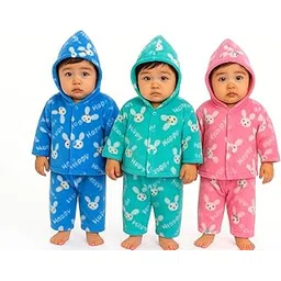 keshuyoka 3-Piece Newborn Baby Winter Clothing Set, Cotton Fleece, Multi-color, Cartoon Print, Casual Style with Top, Pants and Cap, Unisex, Machine Washable-picture-53