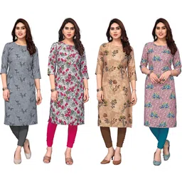 ketaki fashion Pack of 4 Women Printed Crepe Straight Kurta-picture-36