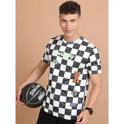 KETCH Checked Printed Round Neck Slim Fit T-shirt-picture-12