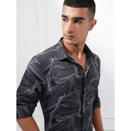 KETCH Men Spread Collar Abstract Printed Slim Fit Casual Shirt-picture-16