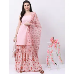 KETCH Square Neck Floral Embroidered Thread Work Kurta with Sharara & With Dupatta-picture-13