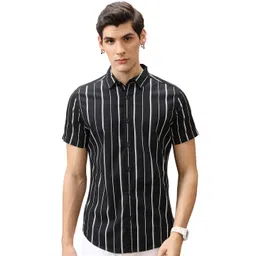 KETCH Vertical Stripes Slim Fit Opaque Cotton Casual Shirt-picture-30
