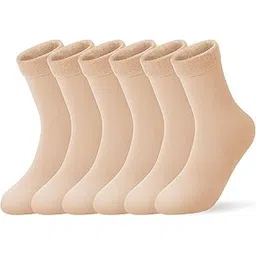 ketkar 6 Pair Soft & Cozy Solid Winter Thick Warm Fleece Lined Thermal Stretchy Elastic Velvet Socks (Without Thumb) for Girls/Ladies/Women-picture-22