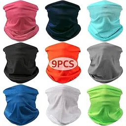 ketkar Unisex Plain Solid 9 in 1 Multi Purpose Headwrap Bandana Neck Wrap and Cover_Free Size(Pack Of 09,Multicolour)-picture-15