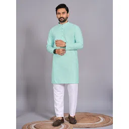 keton Men Self Design, Embellished Cotton Blend Straight Kurta-picture-13