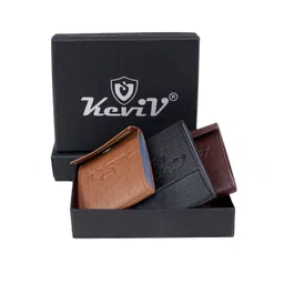 Keviv Men Black & Orange 3 Textured Leather Card Holder-picture-18