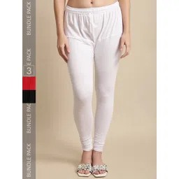 KEX Pack of 3 Churidar Length Cotton Lycra Leggings-picture-45