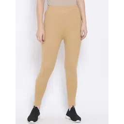 KEX Women Beige Cotton Ankle-Length Leggings-picture-47