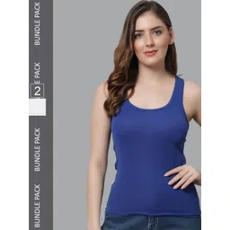 KEX Women  Pack Of 2 Solid Cotton Camisoles TT-LN-WHITEBLUE-578-S-picture-10
