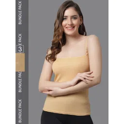 KEX Women Pack Of 3 Cotton Sphagetti Camisoles-picture-18