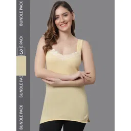 KEX Women Pack Of 3 Long Camisoles-picture-14