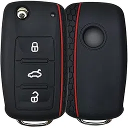 Keycept™ Silicone Key Cover Compatible for Skoda Octavia, Laura, Superb, Fabia, Rapid, Polo, Vento, Jetta, Ameo, Passat.(Black)-picture-11
