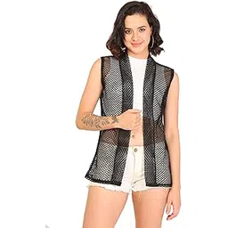 kg best collection Women Plain Net Cut Sleeve Shrug (Makhi,Black)-picture-44