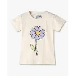kg frendz Girls Bloom Floral Print Regular Fit Round-Neck T-Shirt-picture-28