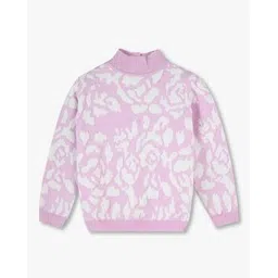 kg frendz Girls Boucle Rose Patterned High-Neck Sweater-picture-48