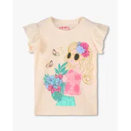 kg frendz Girls Graphic Print Regular Fit Crew-Neck T-Shirt-picture-12