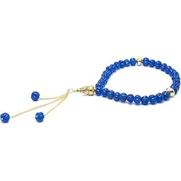 kgn gems KGN GEM, Beautiful Natural Blue Quartz Gemstone TASBIH, 10MM 33 Round Beads, Golden Imaam Plain Prayer TASBIH, Faith and Love, for Women and Men,-picture-35