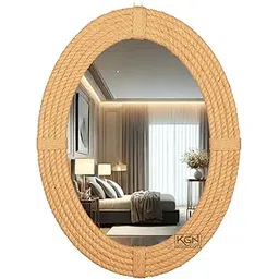KGN Hanidicrafts (30''x24'' Inches) Rustic Jute Rope Oval Mirror | Decorative Wall Hanging Mirror for Bathroom, Entryway, Living Room & Bedroom ? Boho Farmhouse Decor-picture-40