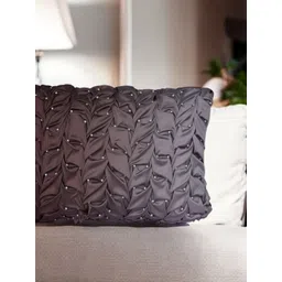 Khaabka Brown & White Embroidered Satin Square Cushion Covers-picture-28