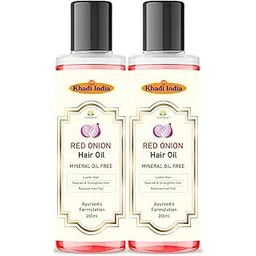 Khadi 100% Pure & Natural Red Onion Herbal Hair Oil Anti Hair Fall Therapeutic Hair Oil 400Ml with khadi india logo-picture-22